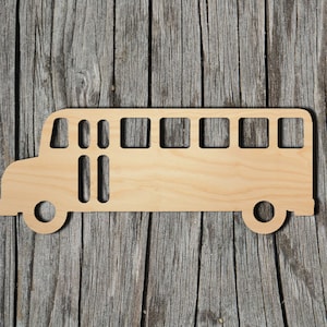 School Bus -  Laser Cut Unfinished Wood Cutout Shapes - Always check sizes and measure