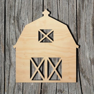 Barn -  Laser Cut Unfinished Wood Cutout Shapes - Always check sizes and measure