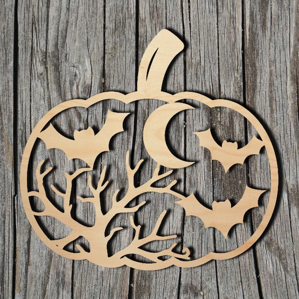 Halloween Pumpkin - Laser Cut Unfinished Wood Cutout Shapes - Always check sizes and measure