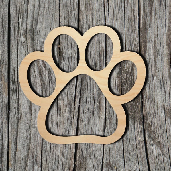 Paw Print Shape -  Laser Cut Unfinished Wood Cutout Shapes - Always check sizes and measure