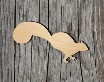 Squirrel Wood Cutout - Laser Cut Unfinished 1/8" Baltic Birch Plywood Shape - DIY Craft Supply