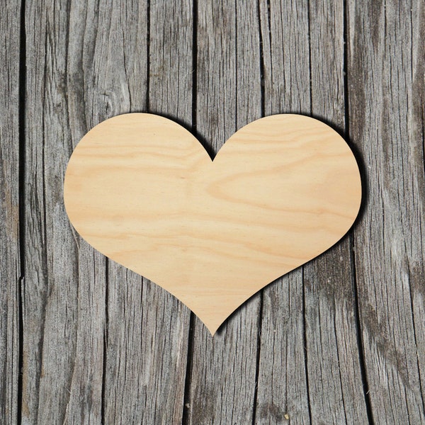 Heart Shape -  Laser Cut Unfinished Wood Cutout Shapes - Always check sizes and measure