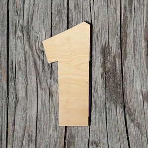 One - Numbers - Type 1 -  Laser Cut Unfinished Wood Cutout Shapes - Always check sizes and measure