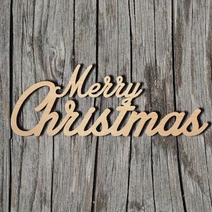 Word Merry Christmas - Laser Cut Out Unfinished Wood Craft Shape XMS45 Word Merry Christmas - Laser Cut Out Unfinished Wood Craft Shape XMS45