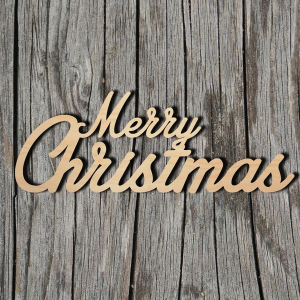 Merry Christmas wood sign - Multiple Sizes - Laser Cut Unfinished Wood Cutout Shapes