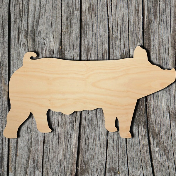 Pig Shape -  Laser Cut Unfinished Wood Cutout Shapes - Always check sizes and measure