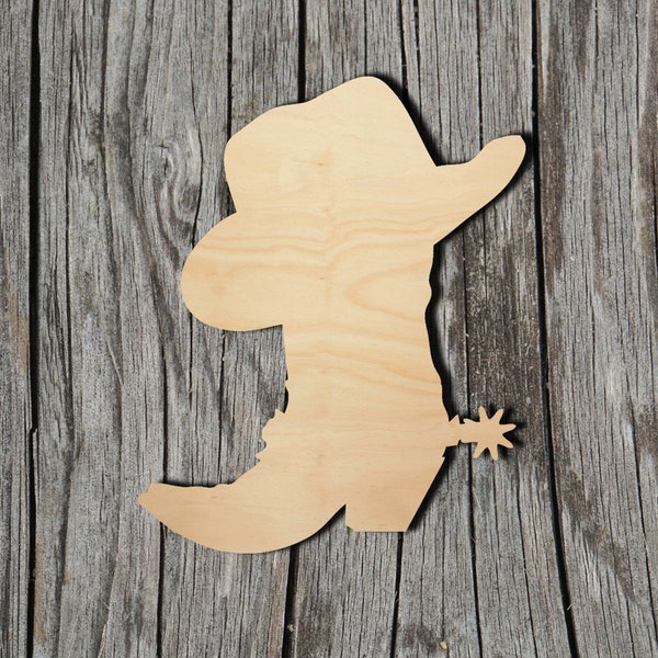 Cowboy Boot Shape -  Laser Cut Unfinished Wood Cutout Shapes - Always check sizes and measure