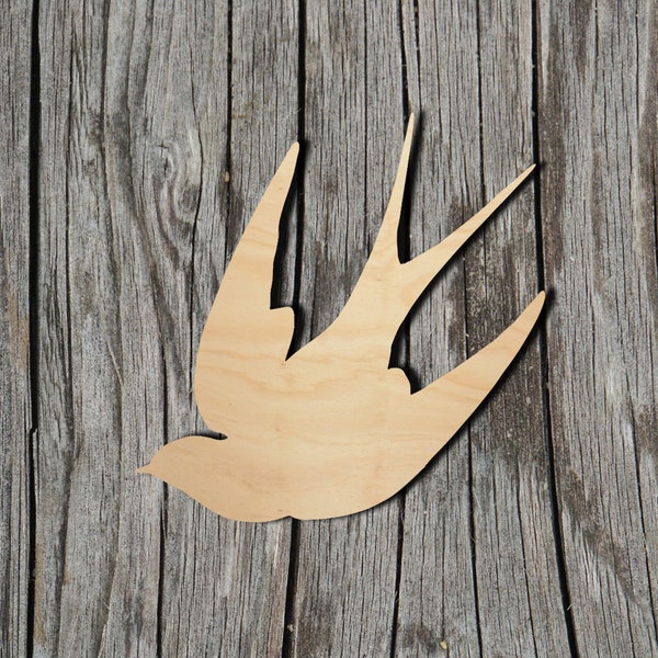 Swallow -  Laser Cut Unfinished Wood Cutout Shapes - Always check sizes and measure
