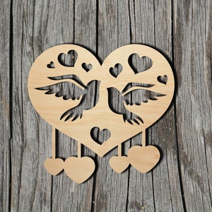 Love Birds - Multiple Sizes - Laser Cut Unfinished Wood Cutout Shapes