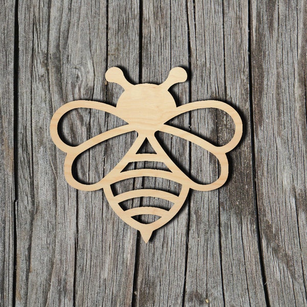 Bee Shape - Multiple Sizes - Laser Cut Unfinished Wood Cutout Shapes