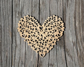 Heart -  Laser Cut Unfinished Wood Cutout Shapes - Always check sizes and measure