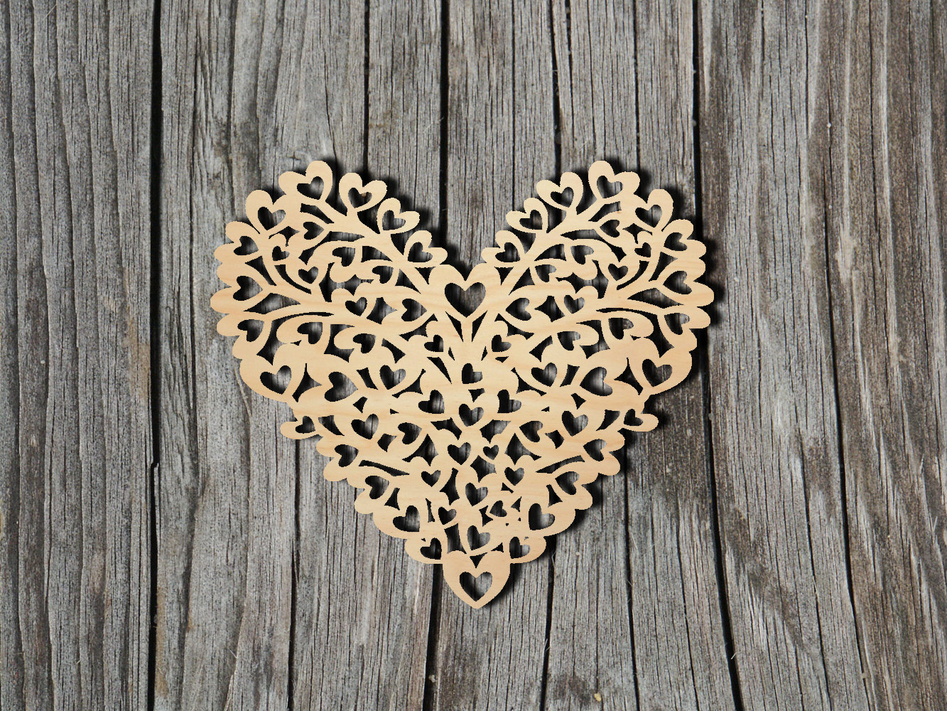 Two wooden hearts on rustic wood background. Valentines days concept. Love  symbol. Greeting card. Stock Photo by natika