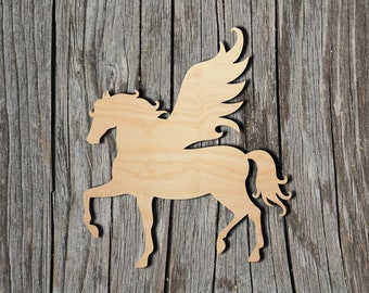 Figura de Pegaso de madera cortada con láser - Forma de madera contrachapada de abedul báltico sin acabado de 3 mm (1/8") - Material para manualidades DIY