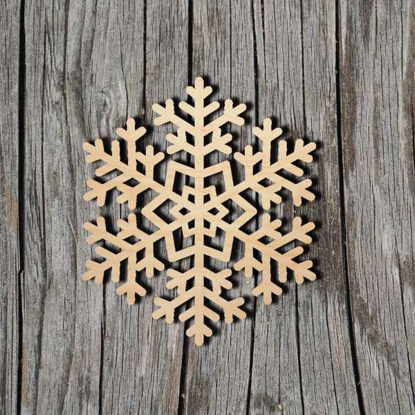 Snowflake Shape -  Laser Cut Unfinished Wood Cutout Shapes - Always check sizes and measure