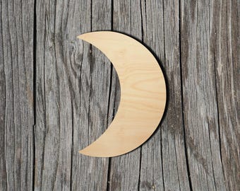 Moon Wood Cutout - Laser Cut Unfinished 1/8" Baltic Birch Plywood Shape - DIY Craft Supply