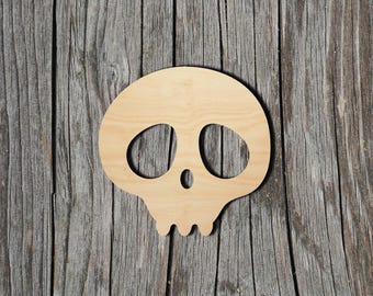 Skull Wood Cutout - Laser Cut Unfinished 1/8" Baltic Birch Plywood Shape - DIY Craft Supply