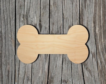 Dog Bone Wood Cutout - Laser Cut Unfinished 1/8" Baltic Birch Plywood Shape - DIY Craft Supply