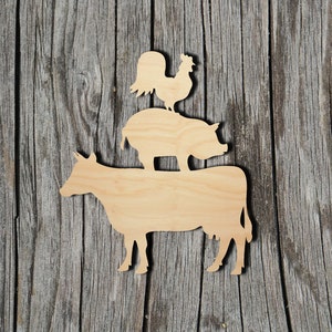 Cow Pig Chicken -  Laser Cut Unfinished Wood Cutout Shapes - Always check sizes and measure