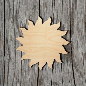 Sun Wood Cutout - Laser Cut Unfinished 1/8" Baltic Birch Plywood Shape - DIY Craft Supply