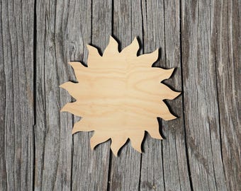 Sun Wood Cutout - Laser Cut Unfinished 1/8" Baltic Birch Plywood Shape - DIY Craft Supply
