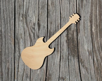 Guitar Shape -  Laser Cut Unfinished Wood Cutout Shapes - Always check sizes and measure