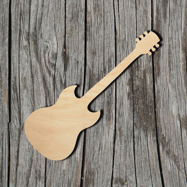 Guitar Shape -  Laser Cut Unfinished Wood Cutout Shapes - Always check sizes and measure