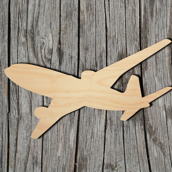 Airplane -  Laser Cut Unfinished Wood Cutout Shapes - Always check sizes and measure