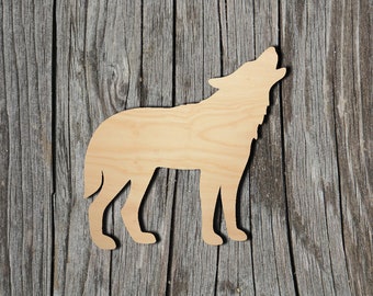 Silhouette Tags Ornaments Laser Cut #1035 Wolf Howling Wooden Cutout Shape 