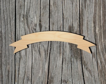 Banner Shape -  Laser Cut Unfinished Wood Cutout Shapes - Always check sizes and measure