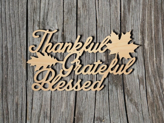 12-Piece Thankful Grateful Blessed Wood Cutout Set - Rustic Thanksgiving Table Decor, Laser-Cut Wood Signs For Plates, Tabletop - Black, 3 Sizes - View #6