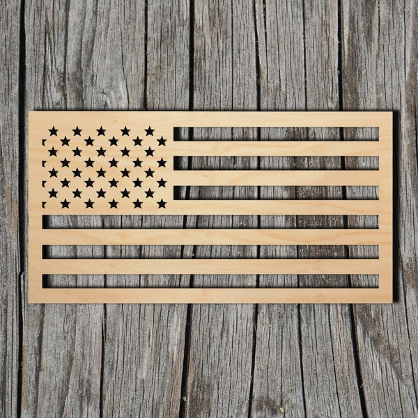 USA Flag -  Laser Cut Unfinished Wood Cutout Shapes - Always check sizes and measure