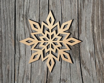 Snowflake Shape -  Laser Cut Unfinished Wood Cutout Shapes - Always check sizes and measure