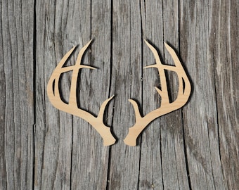 Antler shape - Wildlife -  Laser Cut Unfinished Wood Cutout Shapes - Always check sizes and measure