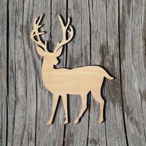 Buck - Deer Wood Cutout - Laser Cut Unfinished 1/8" Baltic Birch Plywood Shape - DIY Craft Supply image 1
