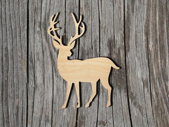 Buck - Deer Wood Cutout - Laser Cut Unfinished 1/8" Baltic Birch Plywood Shape - DIY Craft Supply