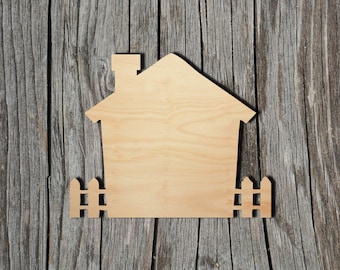 House - Multiple Sizes - Laser Cut Unfinished Wood Cutout Shapes