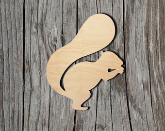 Squirrel Wood Cutout - Laser Cut Unfinished 1/8" Baltic Birch Plywood Shape - DIY Craft Supply