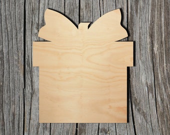 Gift Box -  Laser Cut Unfinished Wood Cutout Shapes - Always check sizes and measure
