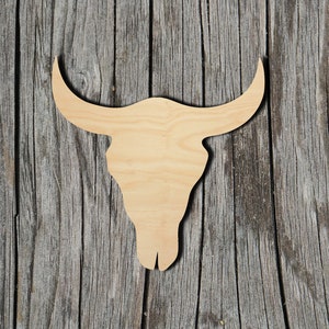 Bull Skull -  Laser Cut Unfinished Wood Cutout Shapes - Always check sizes and measure
