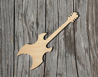 Guitar Shape -  Laser Cut Unfinished Wood Cutout Shapes - Always check sizes and measure