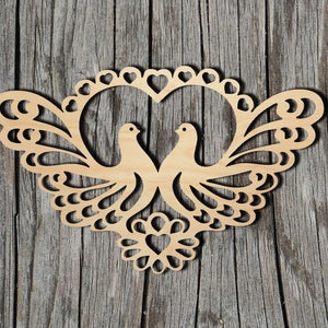 Love Birds -  Laser Cut Unfinished Wood Cutout Shapes - Always check sizes and measure