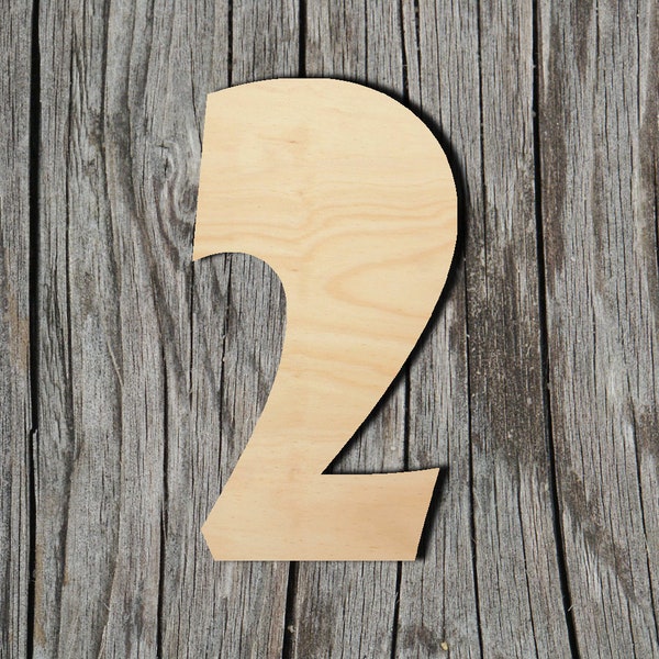 Two - Numbers - Type 1 -  Laser Cut Unfinished Wood Cutout Shapes - Always check sizes and measure