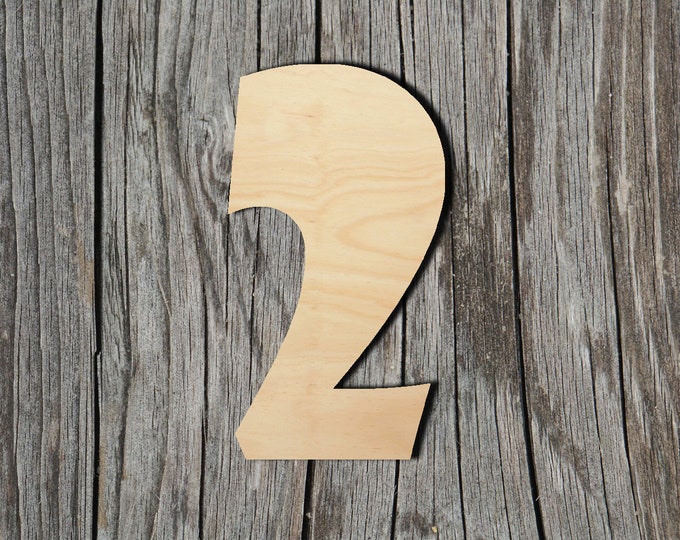 Number 2 Wooden Shape Multiple Sizes Laser Cut Unfinished Wood Cutout ...