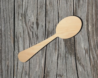 Spoon Shape -  Laser Cut Unfinished Wood Cutout Shapes - Always check sizes and measure