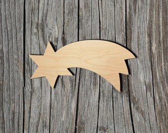 Shooting Star -  Laser Cut Unfinished Wood Cutout Shapes - Always check sizes and measure