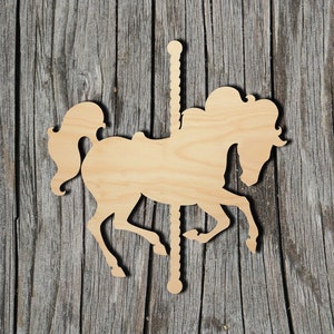 Unfinished wooden sale carousel horses
