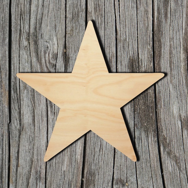 Star Shape -  Laser Cut Unfinished Wood Cutout Shapes - Always check sizes and measure