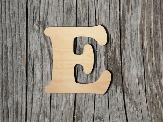 Letter Upper case E Laser Cut Unfinished Wood Cutout Shapes Multiple Sizes
