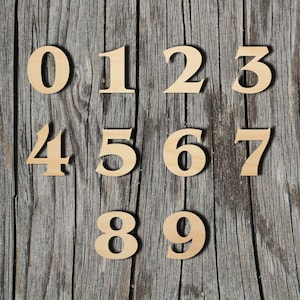 May include: Wooden numbers 0 through 9 arranged in three rows on a weathered wood background.