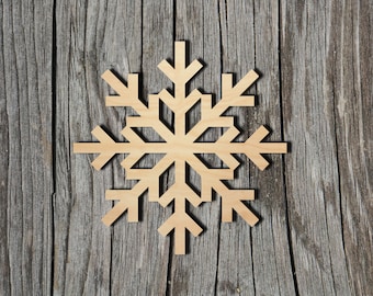 Snowflake Shape -  Laser Cut Unfinished Wood Cutout Shapes - Always check sizes and measure